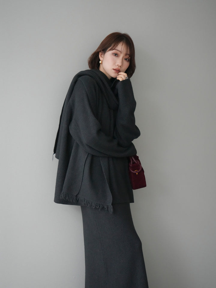 [SET]ストール付キーネックニットSET UP