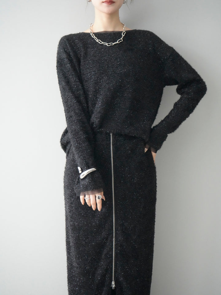 [予約]ラメシャギートップス/black