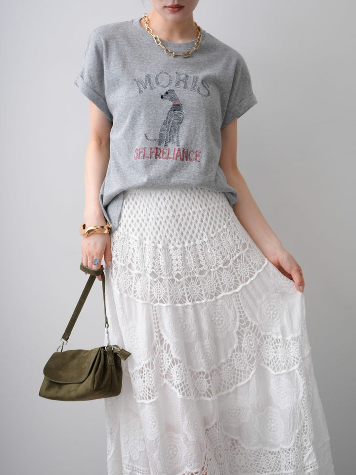 [予約]ドッグエンブロイダリーTEE/gray