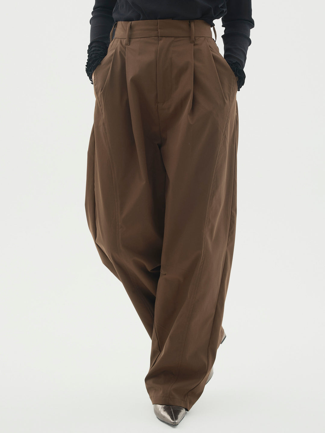 [予約]タフタワイドカーブパンツ/ブラウン