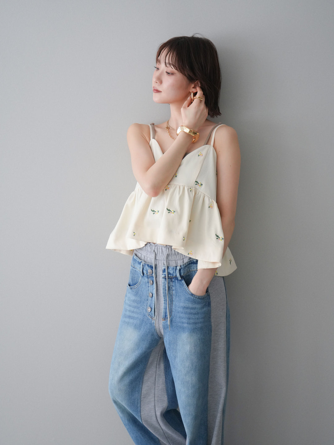 [予約]フラワー刺繍ビスチェ/ivory