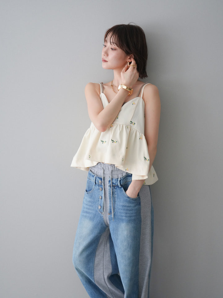 [予約]フラワー刺繍ビスチェ/ivory