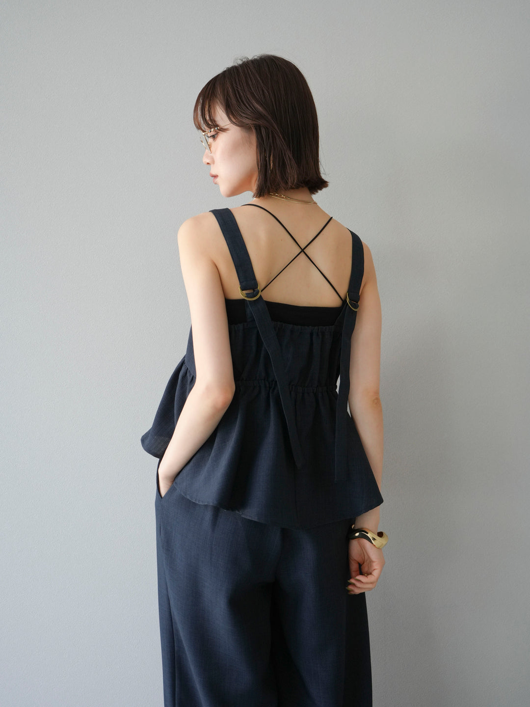 [予約]リネンライクビスチェ/チャコール