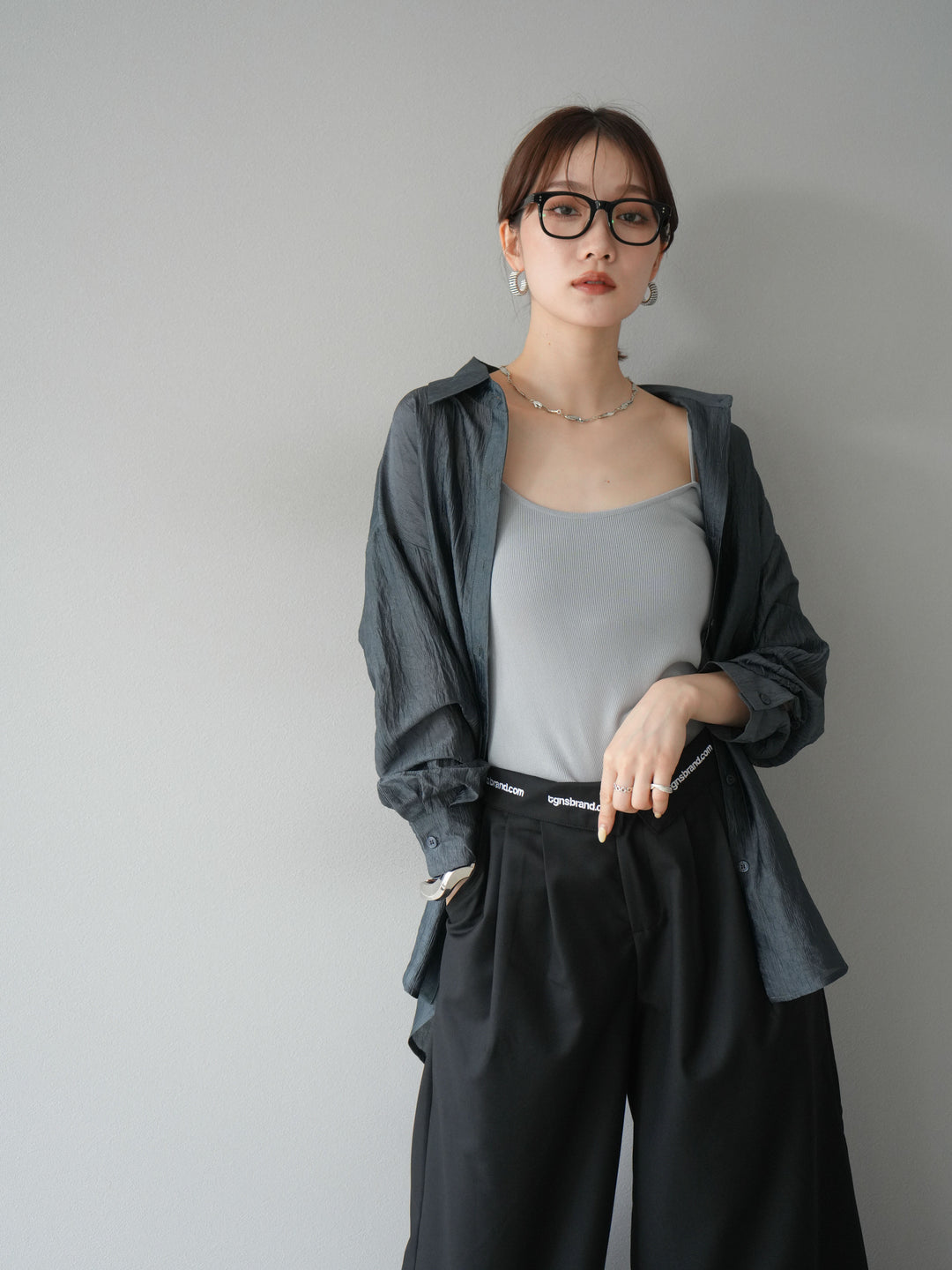 [予約]ワッシャーシャイニーシャツ/グレー