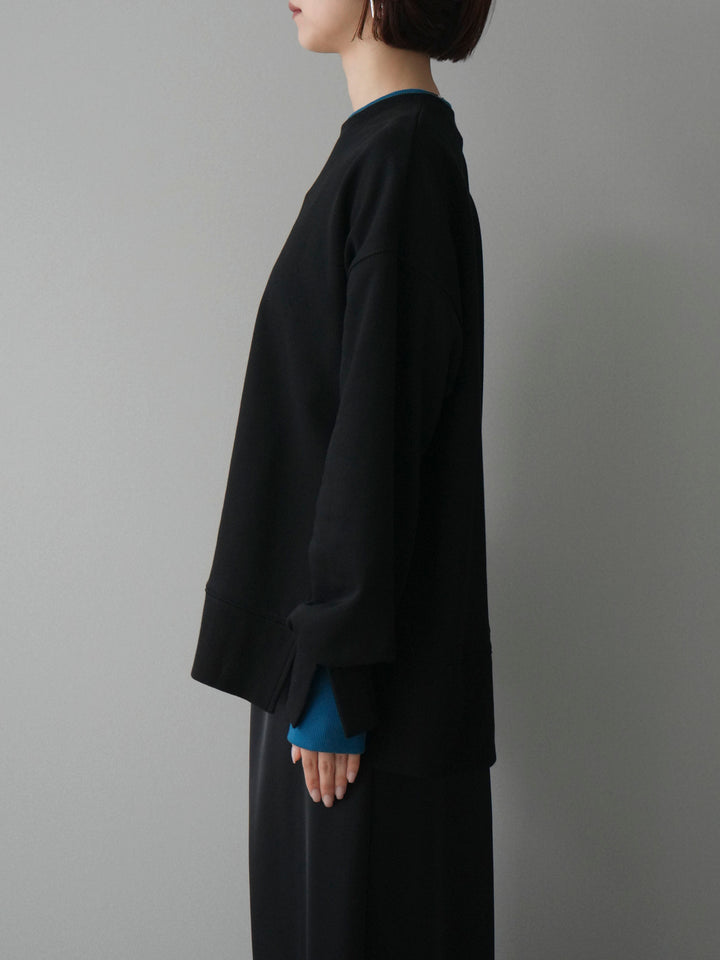 [予約]配色レイヤードデザインスエットプルオーバー/black