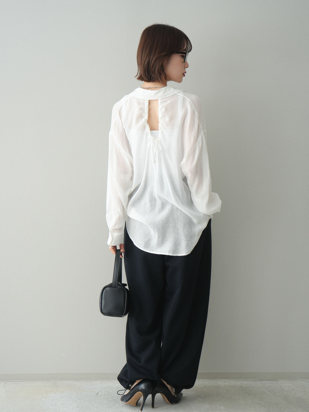 [予約]裾ドロストタックスウェットパンツ/black