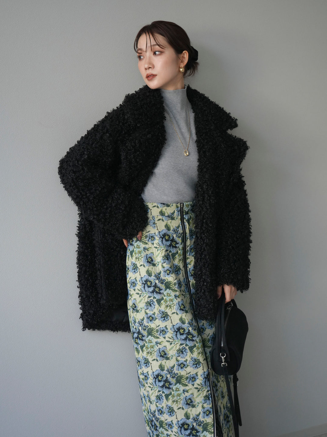 [予約]プードルファーダブルミドルコート/black