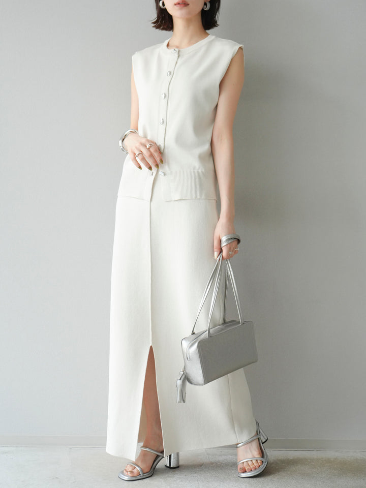 [予約]レーヨンポリIラインニットスカート/アイボリー