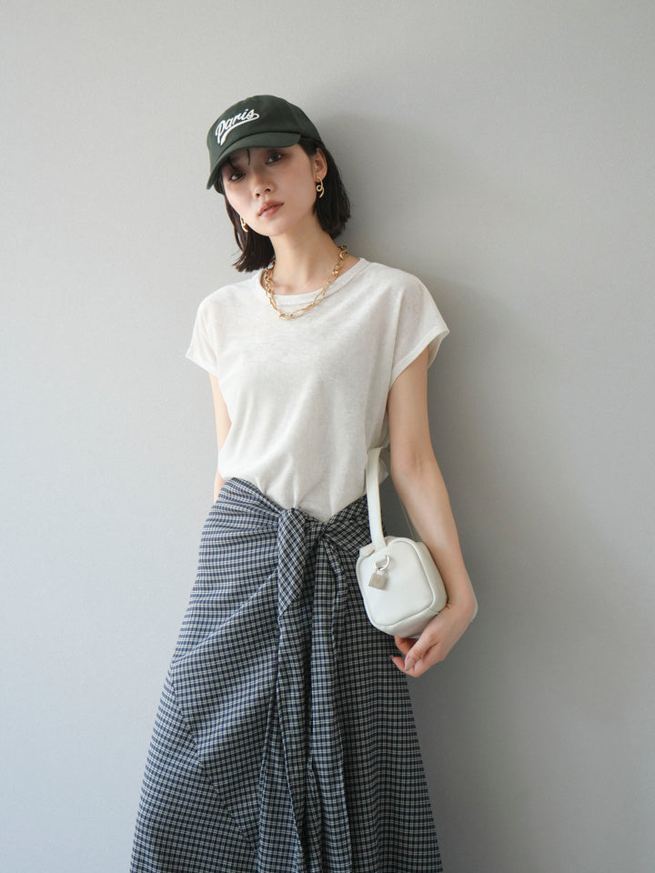 [SET]シアーベロアプルオーバー+サイド巻きツイルスカート(2set)