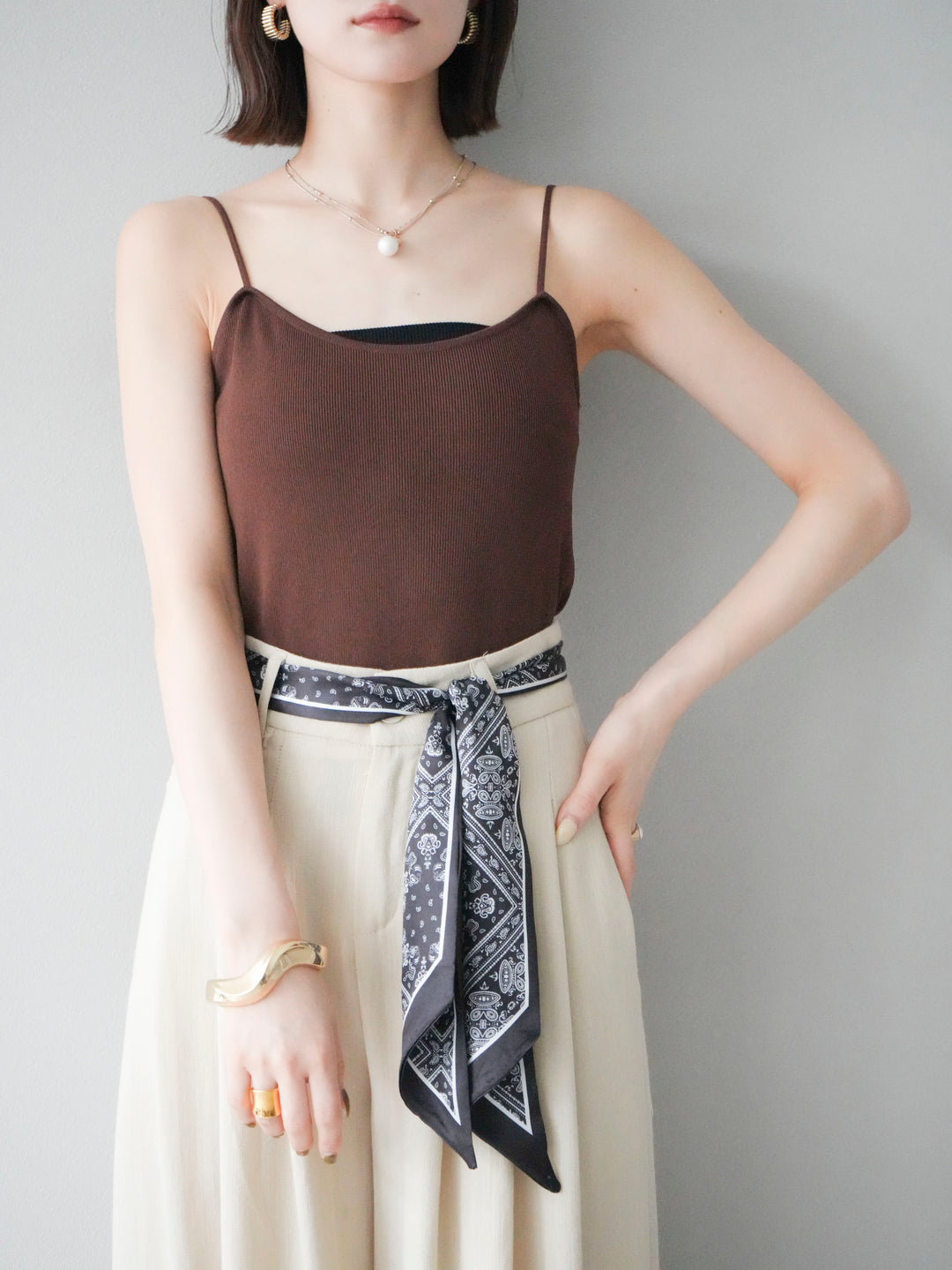 [予約]レーヨンニットキャミソール/ブラウン