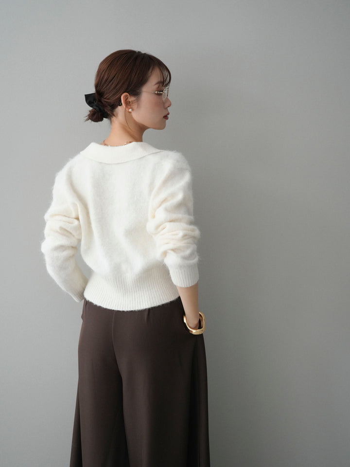 [SET]モヘア衿付きボタンプルオーバー+テープベルトタックバギーパンツ(2set)