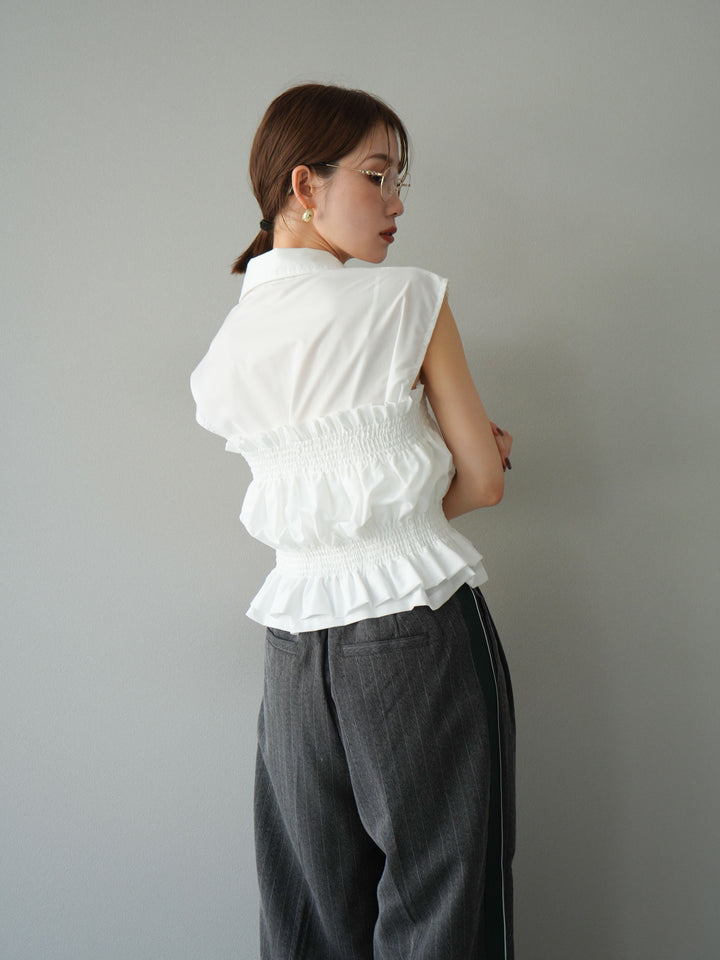 [予約]サイドラインストライプワイドパンツ/チャコール