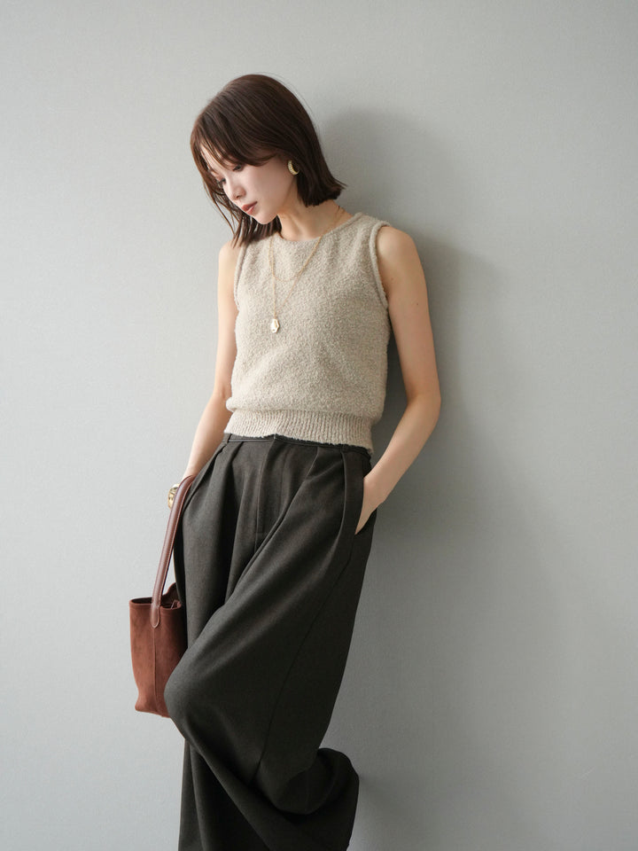 [予約]ブークレニットタンクトップ/ベージュ