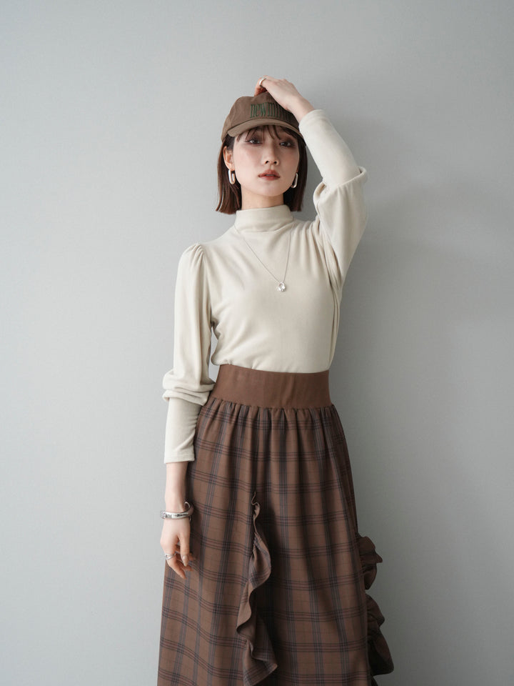 [予約]プチネックパワーショルダー起毛トップス/ivory