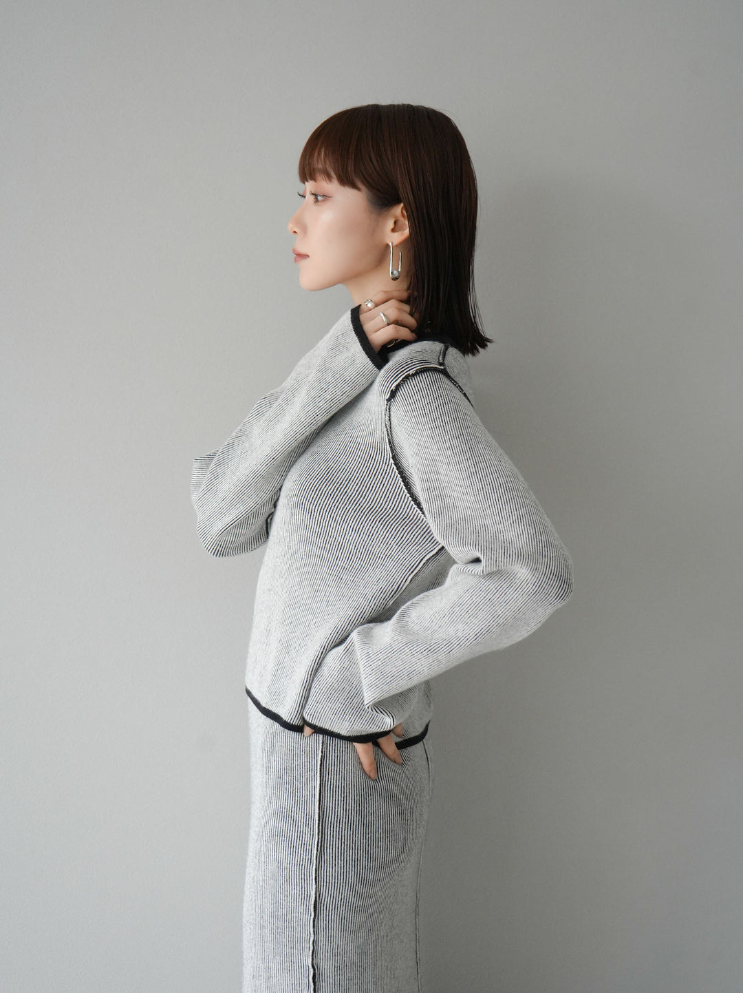 [套裝] 雙面配色羅紋針織套頭衫 + 可選飾品套裝（2 套）