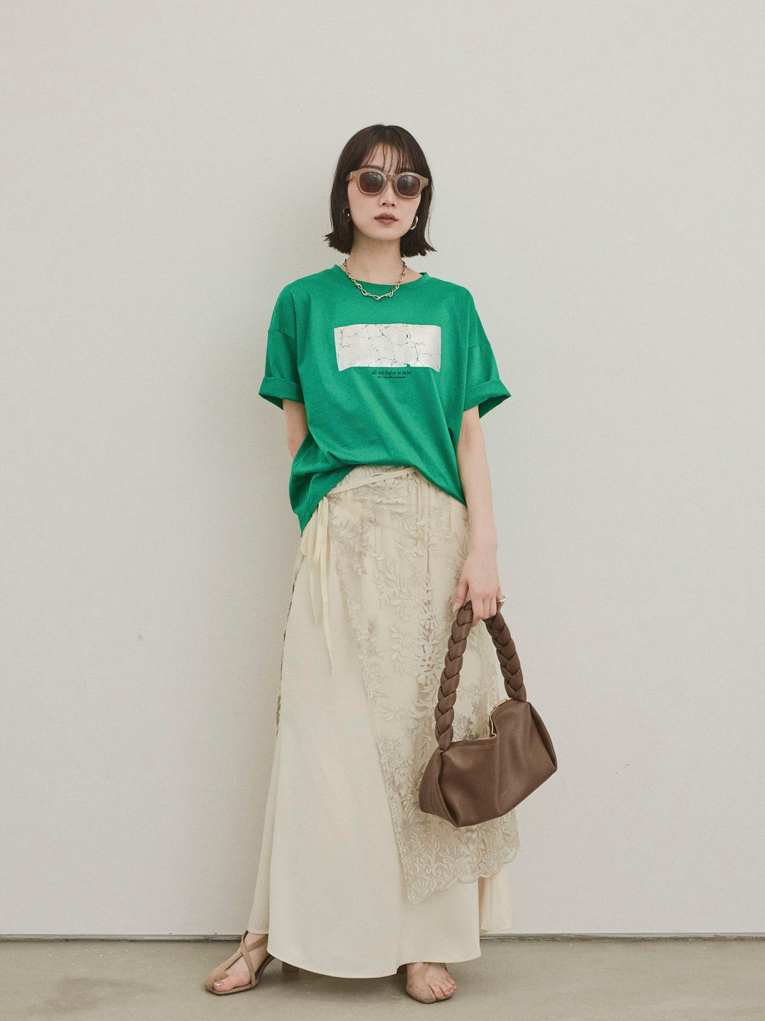 [套裝] 燙金印花乾爽棉質 TEE + 寬鬆窄裙 (2 套)