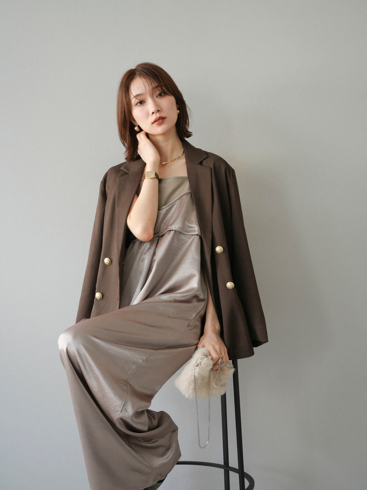 [予約]サテンビスチェオールインワン/グレージュ