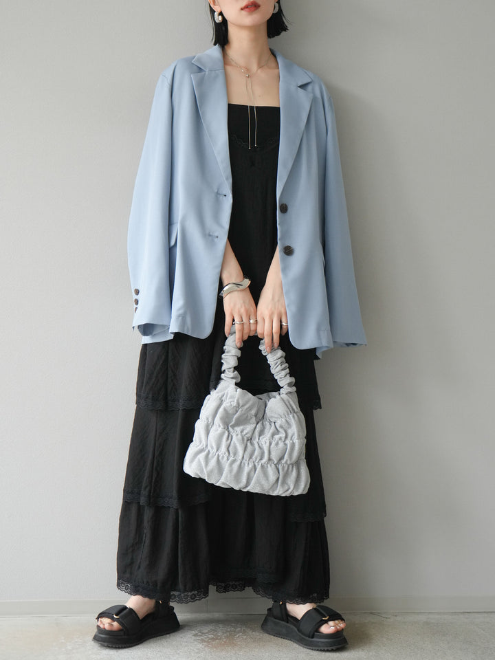 [予約]リネンタッチテーラードジャケット/ライトブルー