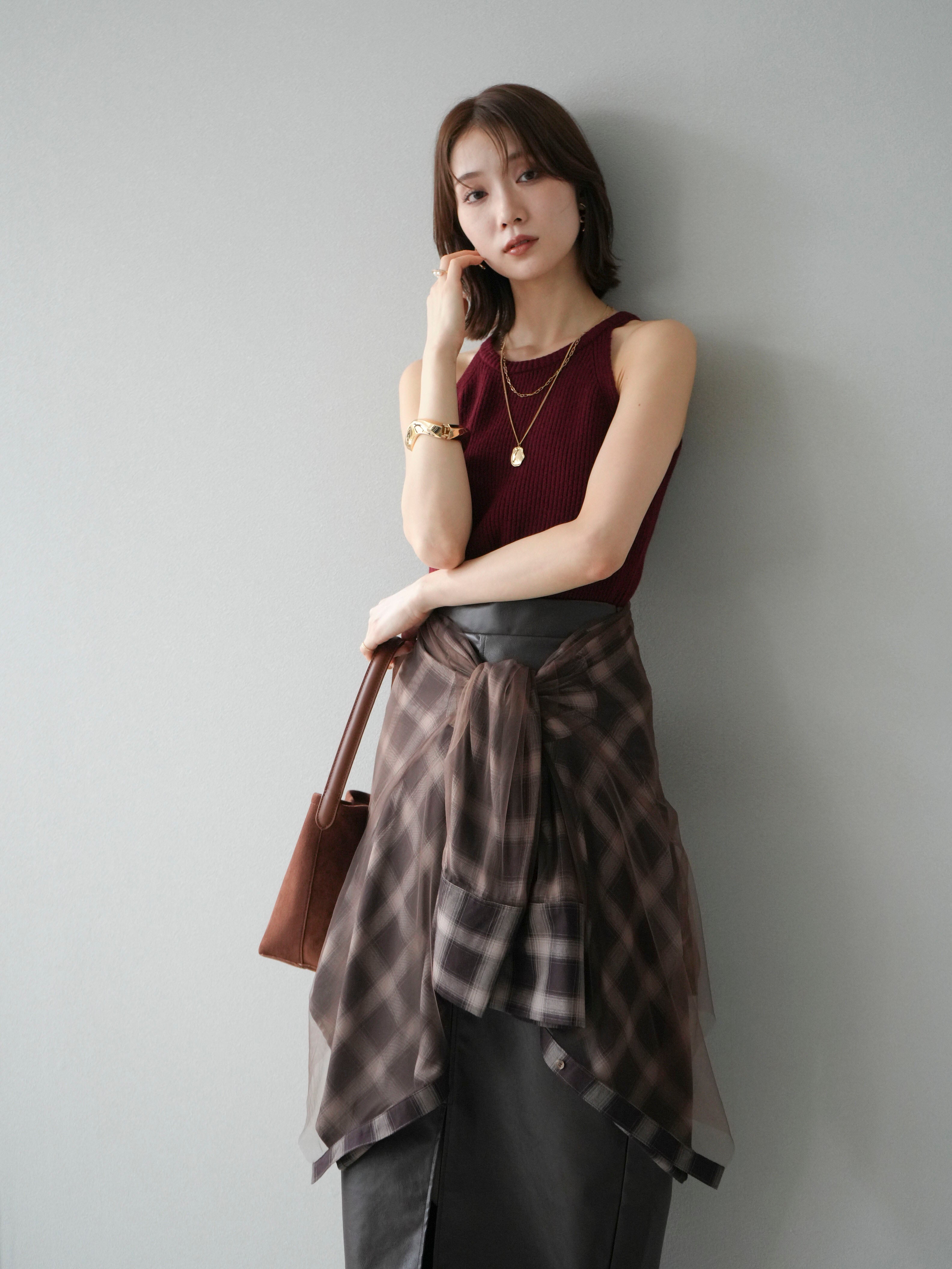 予約]リブニットアメスリタンクトップ/ボルドー – Lumier