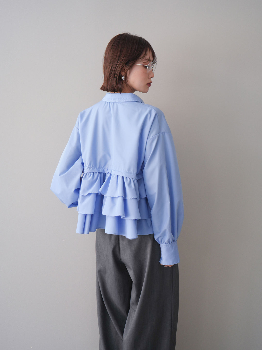 [SET]ブロードティアードショートシャツ+TRツイルデザインタックワイドパンツ(2set)