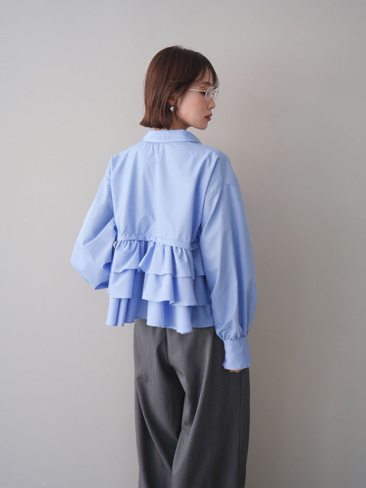 [SET]ブロードティアードショートシャツ+TRツイルデザインタックワイドパンツ(2set)