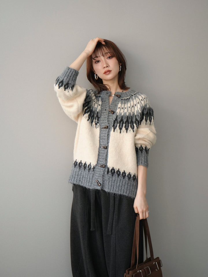 [SET]トグルボタン求心柄ニットカーディガン+選べるアクセセット(2set)