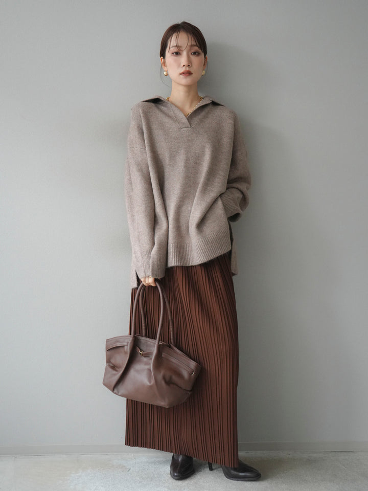 [予約]プリーツIラインスカート/brown