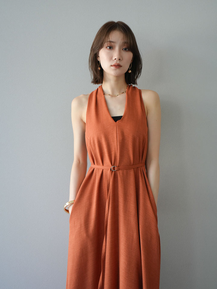 【預購】環形設計不均勻染色洋裝/橘色