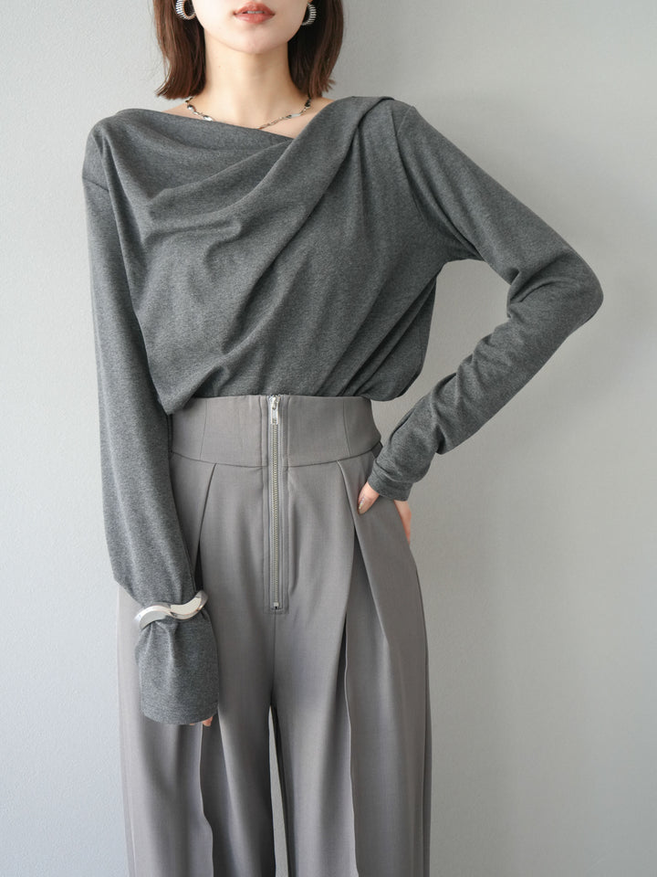 [予約]ドレープデザインカットソー/チャコール