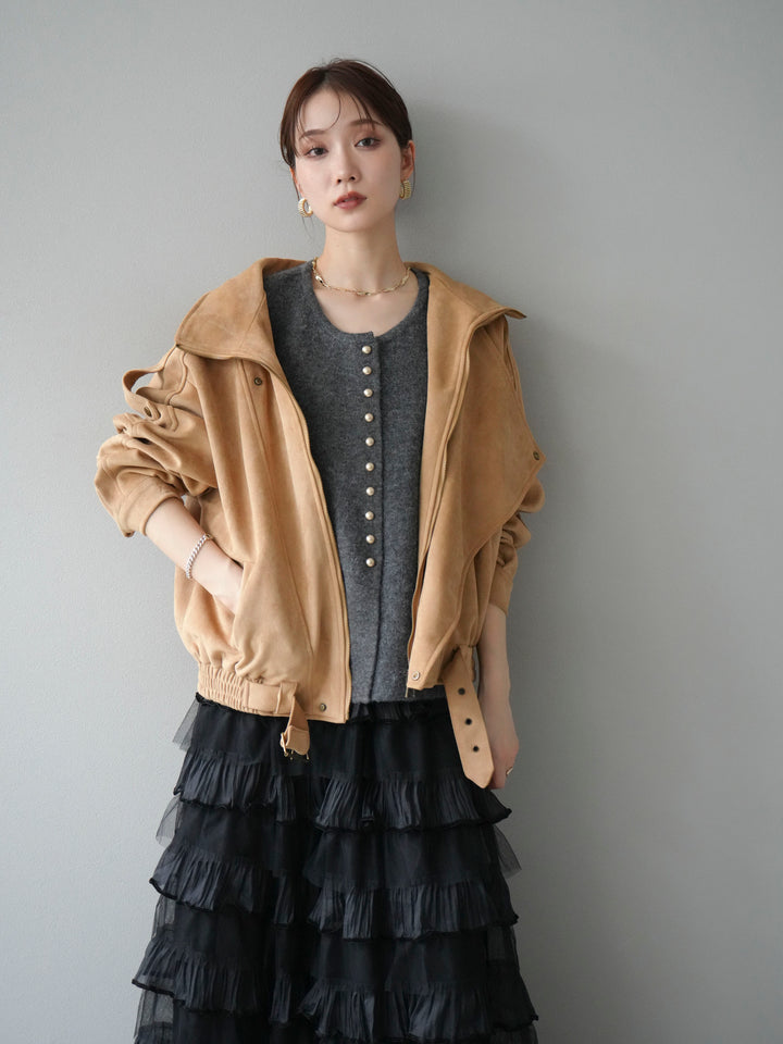 [予約]スエードライダースジャケット/ベージュ