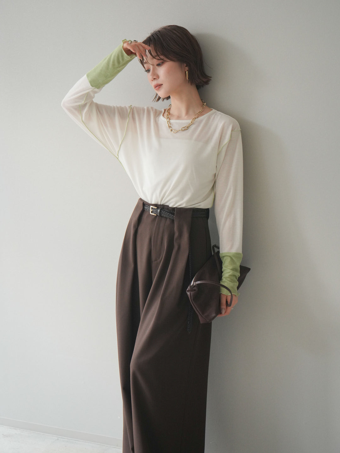 [SET]配色メロウトップス+配色メロウトップス(2set)