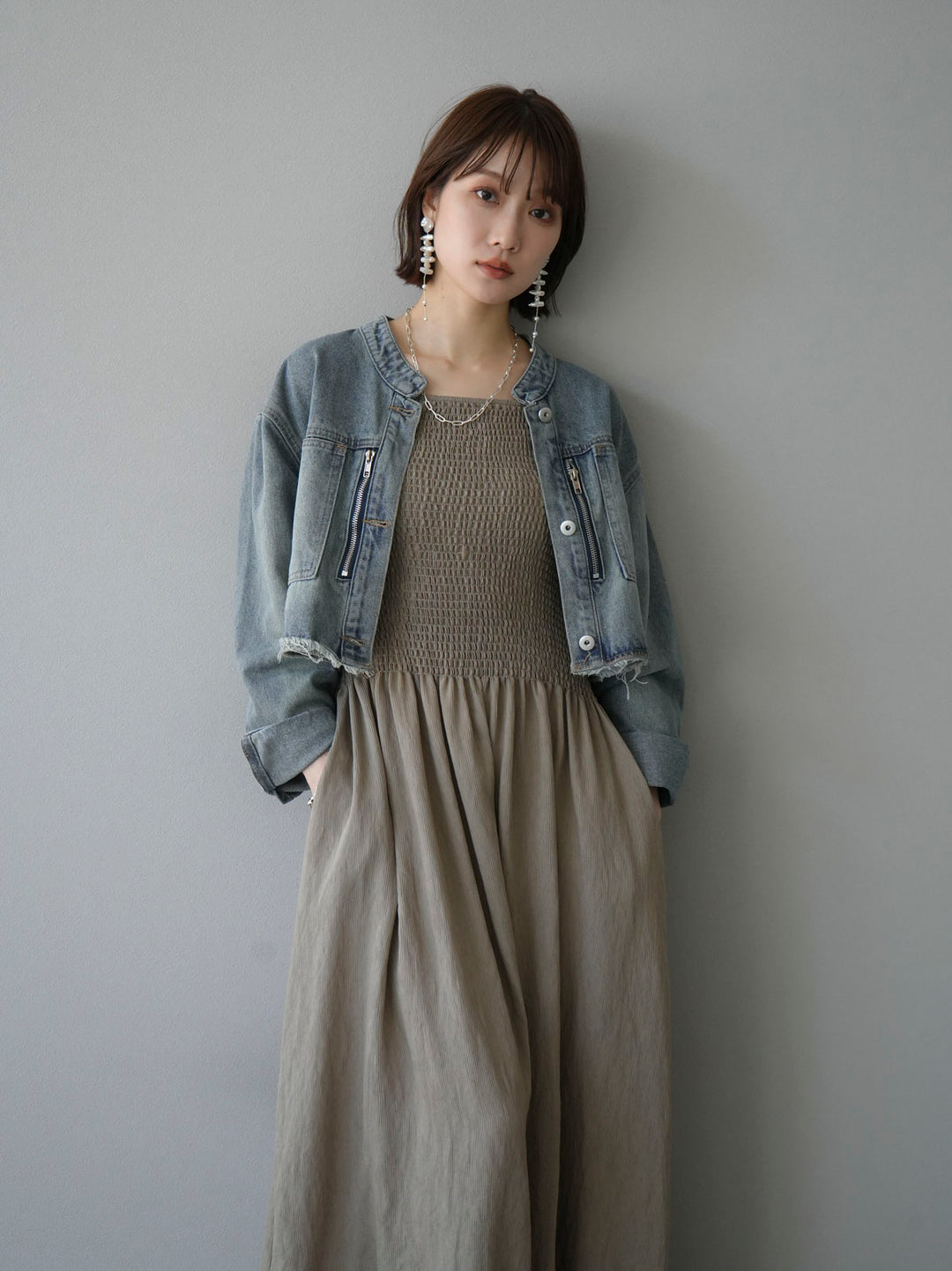 [Pre-order] Gathered Camisole Dress/Khaki