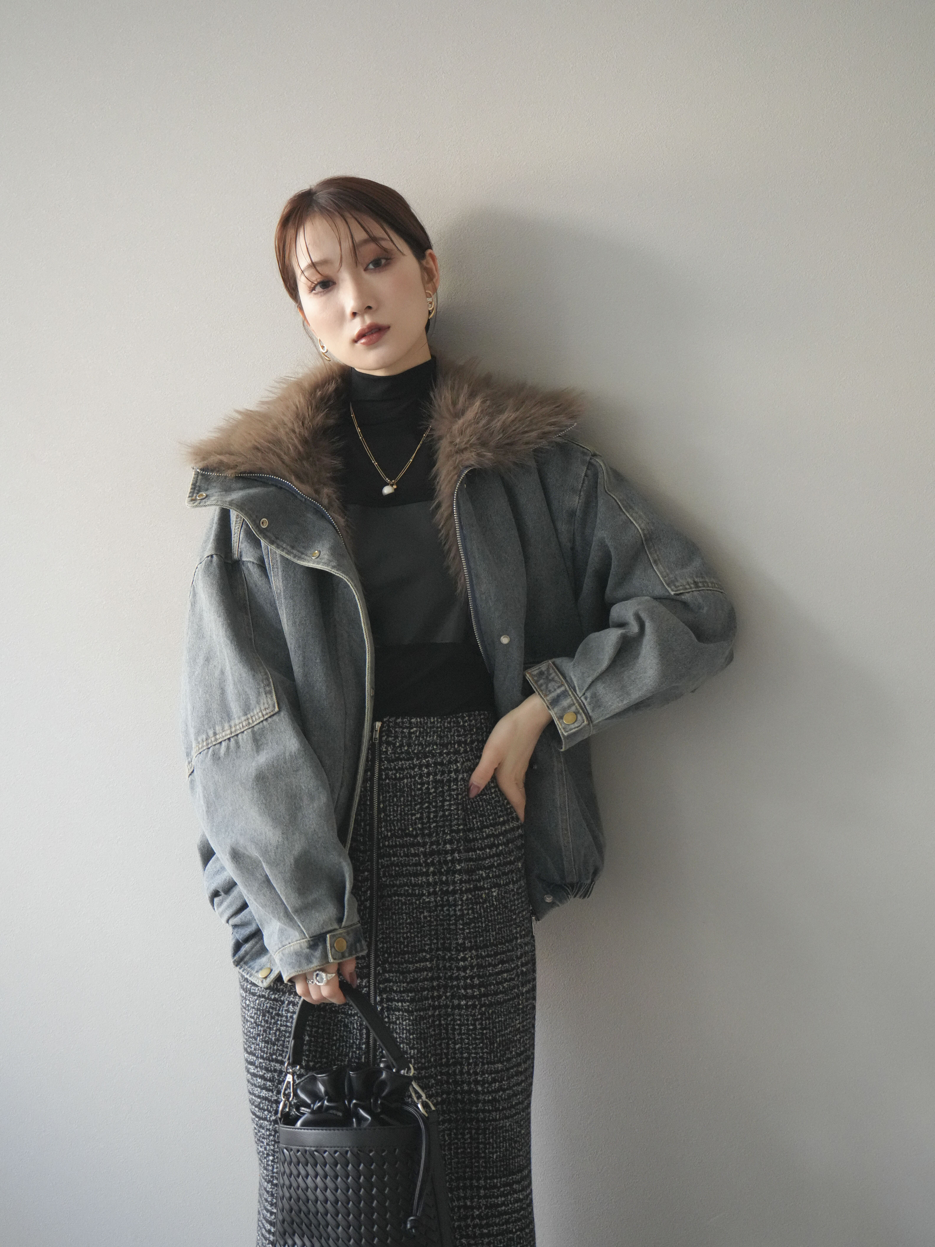 予約]デニムxファーブルゾン/denimbrown – Lumier