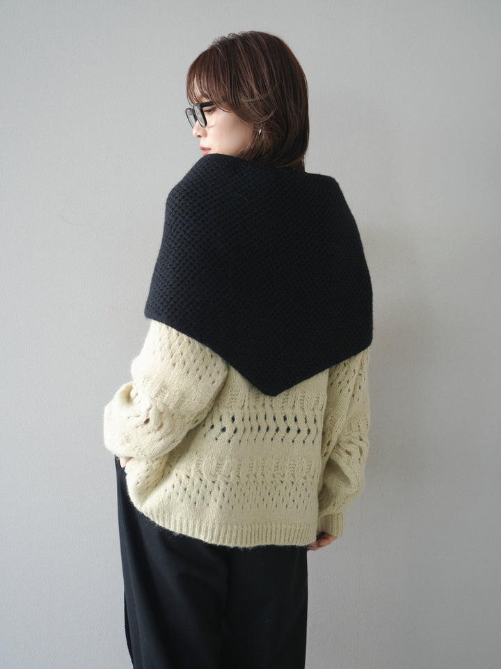 [予約]透かし編みクルーネックニットプルオーバー/green