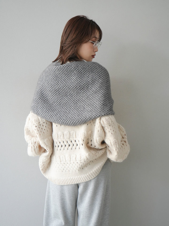 [予約]透かし編みクルーネックニットプルオーバー/ivory