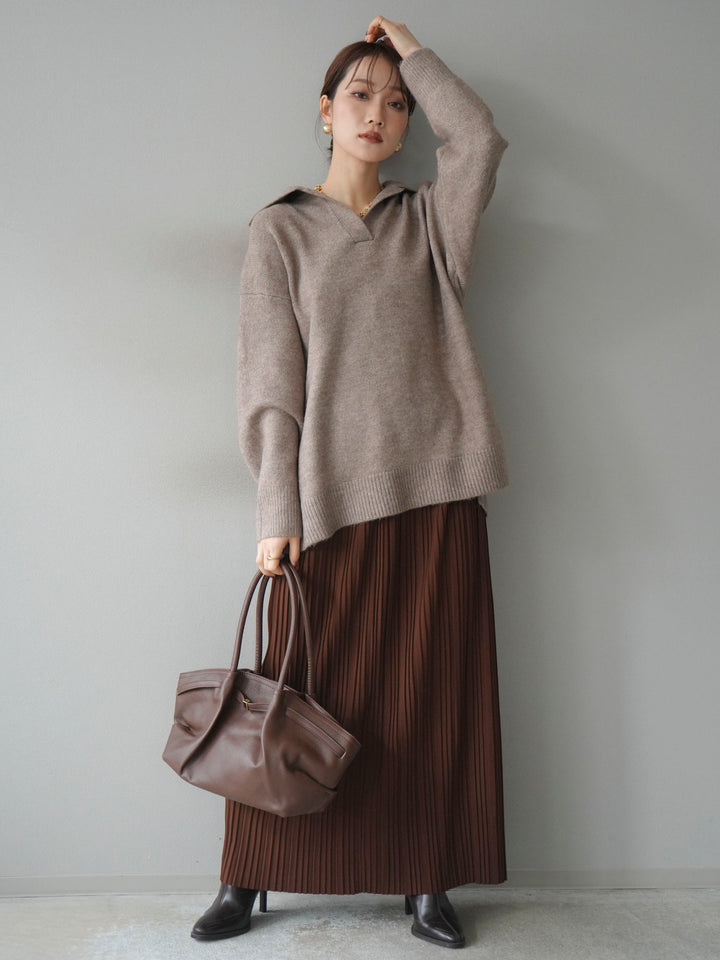 [予約]プリーツIラインスカート/brown