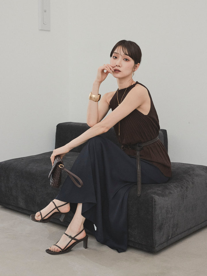 [予約]プリーツニットキャミソール/ブラウン