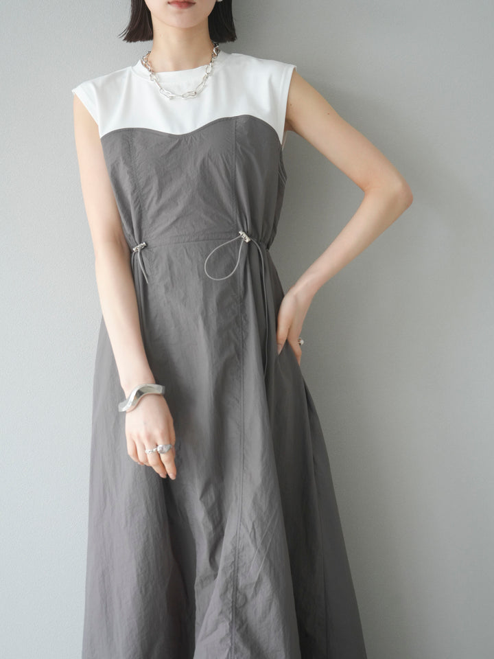 [SET] 剪裁對接尼龍洋裝 + 可選飾品套裝 (2 套)