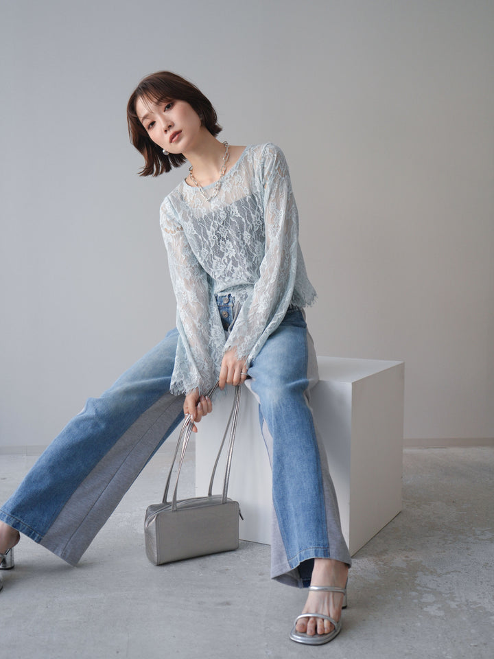 [SET]2WAYスリーブレーストップス+2WAYスリーブレーストップス(2set)