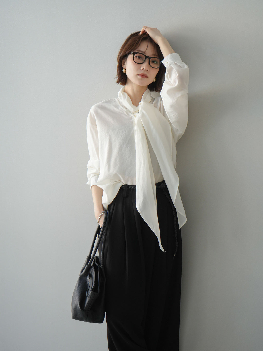 [予約]シアーボウタイブラウス/ivory