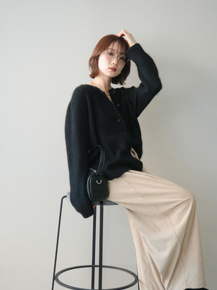 [SET]くるみボタンニットカーディガン+コーデュロイサイドタックコクーンパンツ(2set)