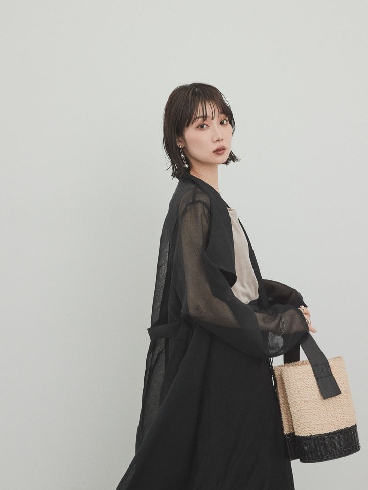 [予約]シアーロングジャケット/ブラック