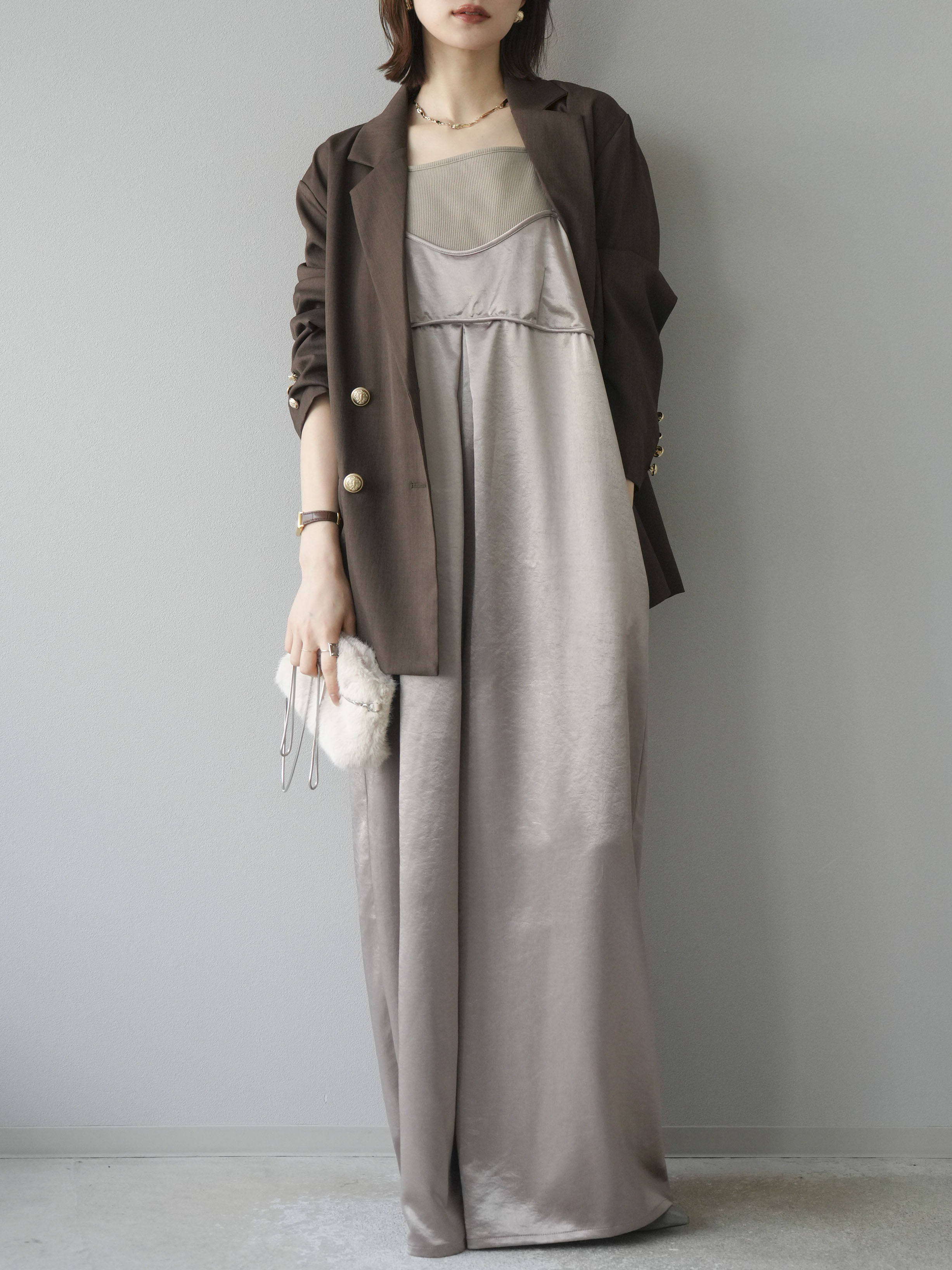 予約]サテンビスチェオールインワン/グレージュ – Lumier