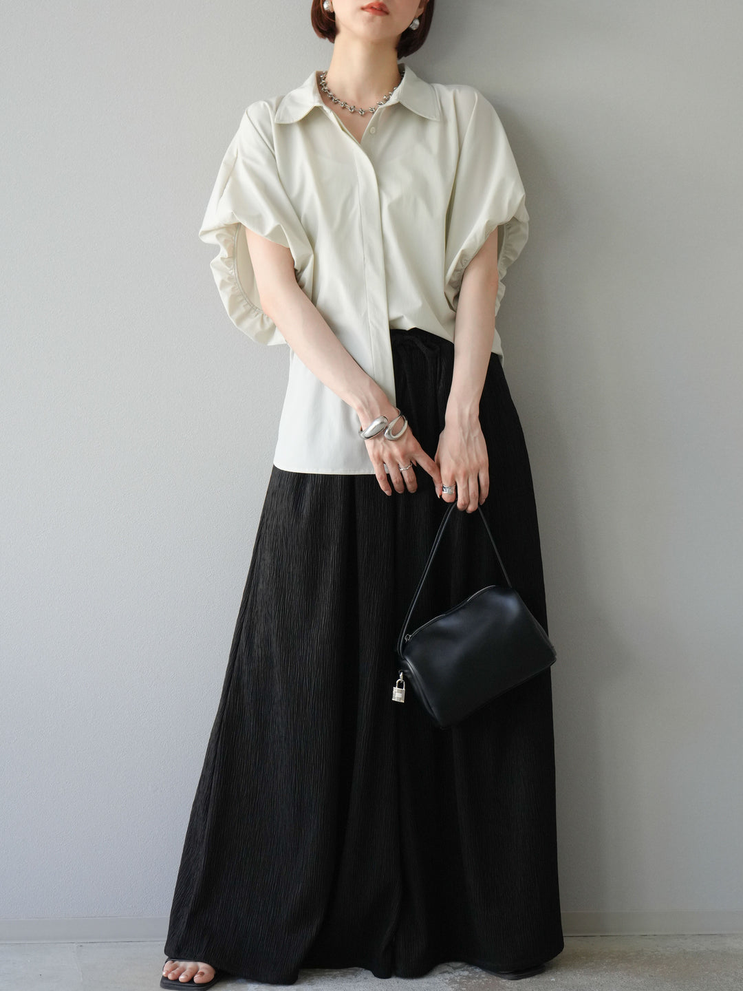 [予約]ICE TOUCHパフスリーブシャツ/オフグレー