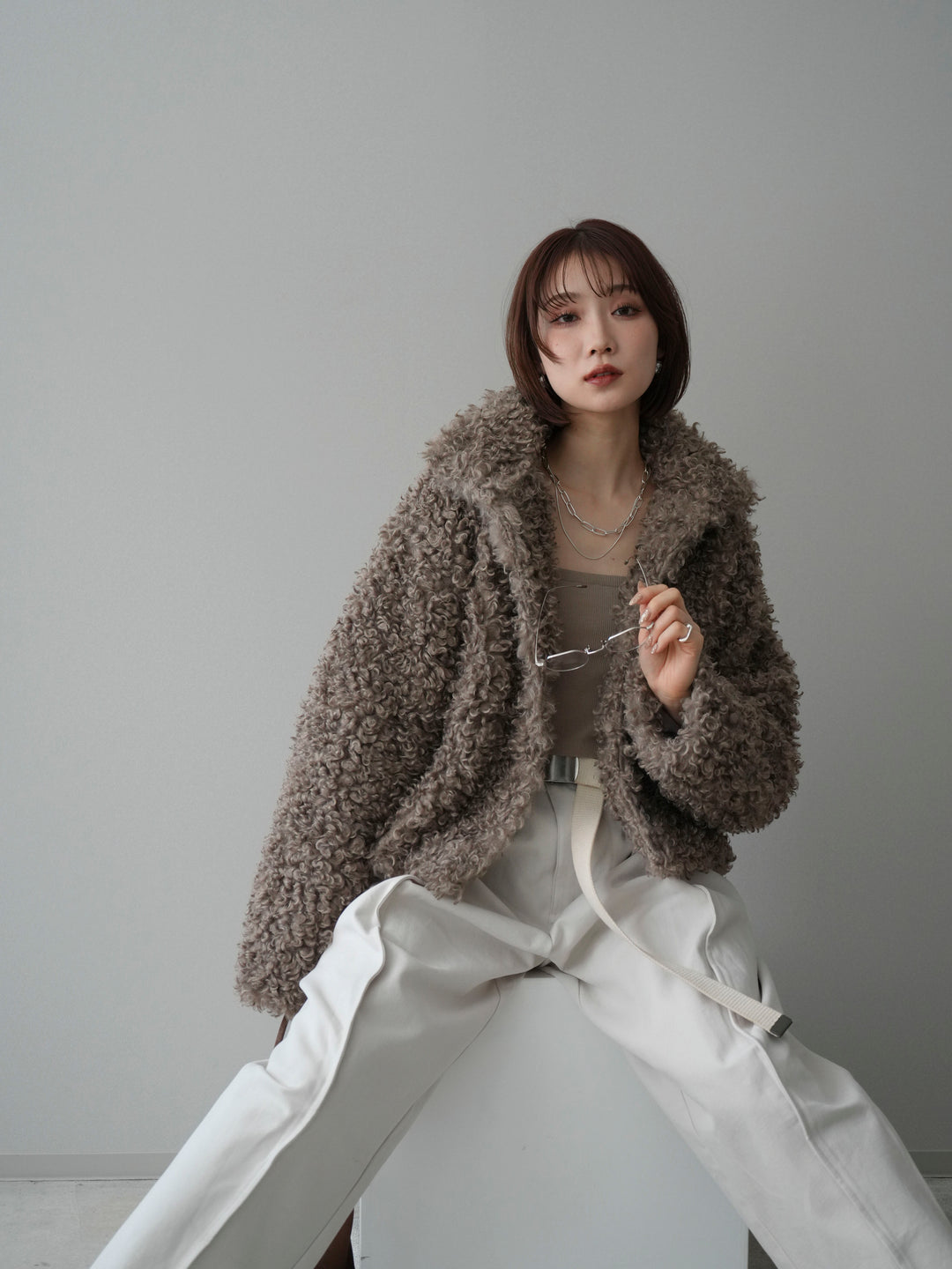 [予約]プードルファーミドルスタンドブルゾン/beige