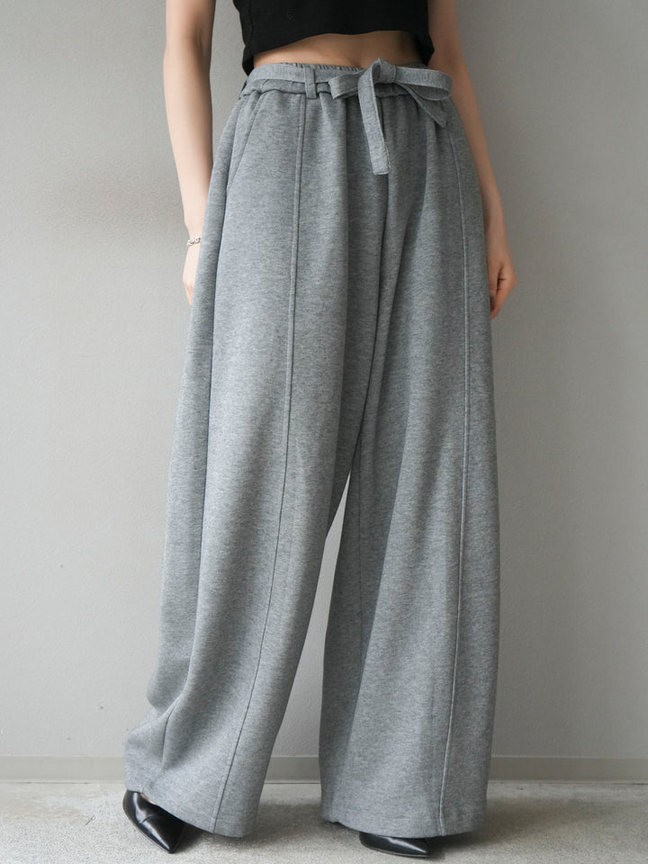 [予約]ベルト付スウェットワイドパンツ/gray