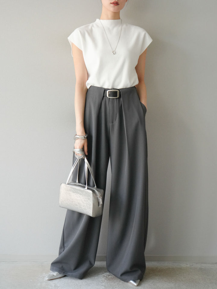 [予約]プチネックフレンチニットトップス/ホワイト