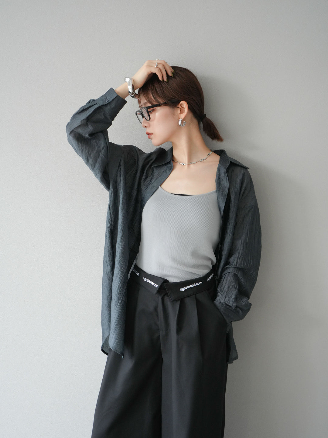 [予約]ワッシャーシャイニーシャツ/グレー