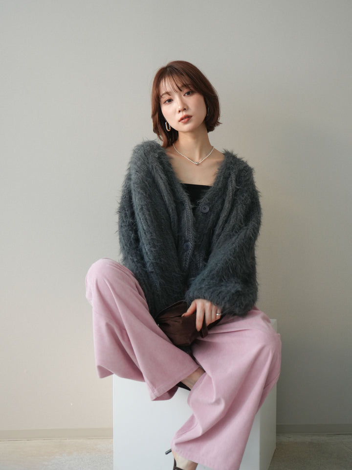 [予約]シャギーオーバーニットカーディガン/gray