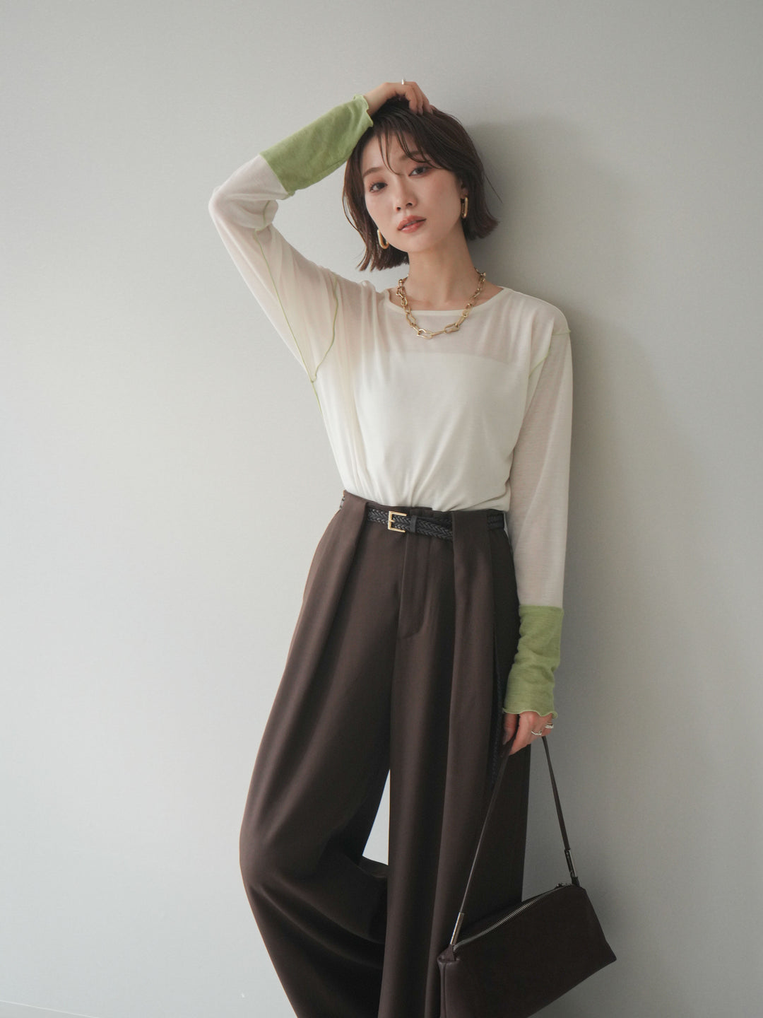 [SET]配色メロウトップス+配色メロウトップス(2set)